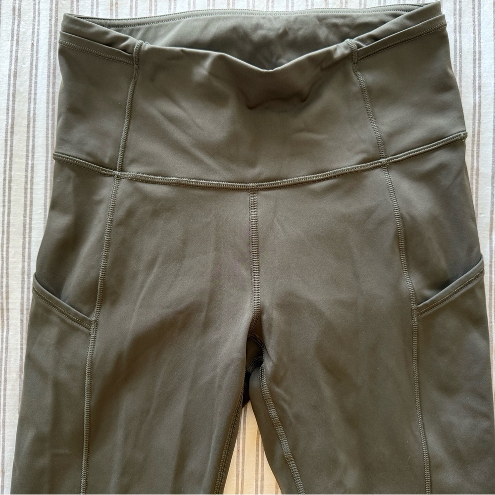 Lululemon High-Waist Dark Olive Green Active Leggings - Women Size 4 - Picture 9 of 10